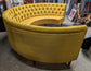 Large Circular Booth Seating in Mustard Yellow with Wooden Legs