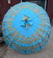 Handmade Bali Sun Parasol - Sky Blue and Gold (Base not included)