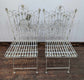 Metal Domed Patio Table and Two Chairs with Weathered Ornate Fence Design