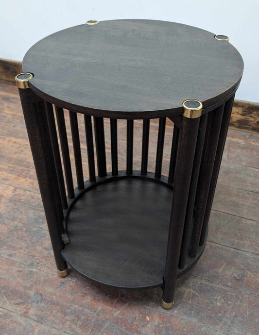 Small Cylindrical Wooden Cage Side Table