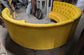 Large Circular Booth Seating in Mustard Yellow with Wooden Legs