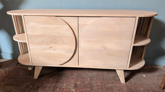 Scandi Style Light Wood Cabinet with Side Shelves