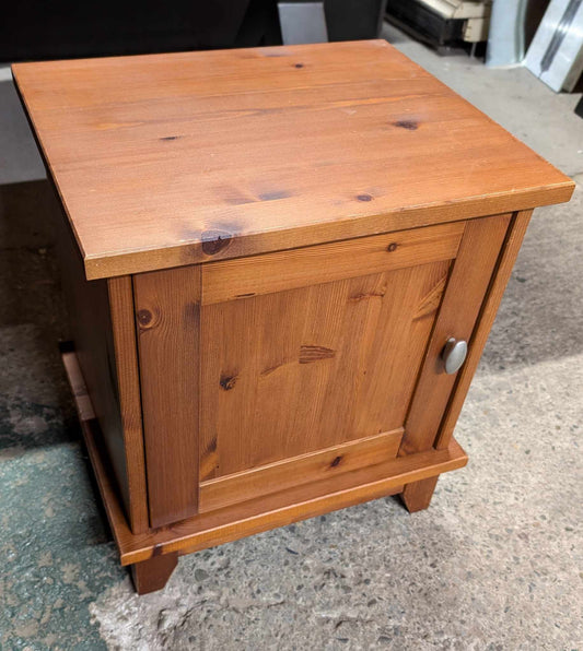 Small Wooden Bedside Table / Cabinet with Metal Handle