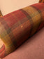 Pair of Red Tartan Fabric Armchairs, Wingback Style with Brass Studs