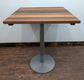 Outdoor Poseur Table with Panelled Wooden Top and Grey Steel Pillar Base