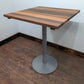 Outdoor Poseur Table with Panelled Wooden Top and Grey Steel Pillar Base