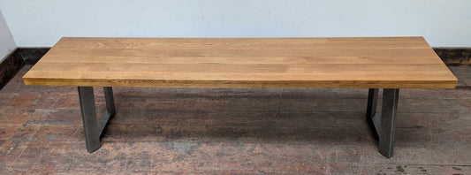 Boston Oak Seating Bench with Industrial Metal Legs