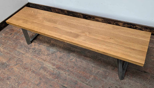 Boston Oak Seating Bench with Industrial Metal Legs