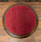 Pair of Short Wooden Stools with Red Fabric Upholstery - Slightly Mismatched