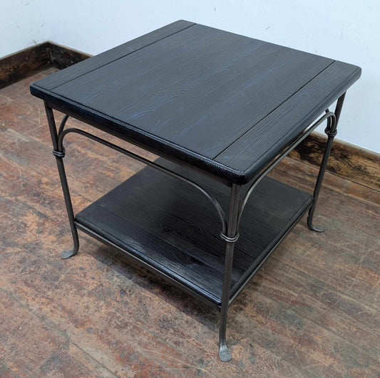 Square Blue-Black Coffee Table with Steel Frame