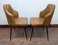 Pair of Tan Leather Dining Chairs with Black Steel Frames