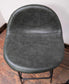 Pair of Forest Green Vegan Leather Baseball Bar Stools with High Metal frames