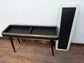 Scandi Style Black Console Table with White Marble Top, Gold Border and Storage Space