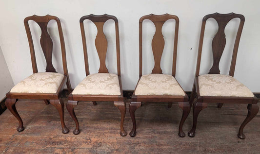 Set of Four Cream Upholstered High Back Dining Chairs