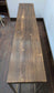 Skinny Console Table with Slanted Design, Metal Frame and Wood Top
