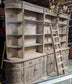 Huge Wooden Shelving Unit with Ladder and Rail, Drawers and Cabinets