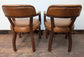 Pair of Tan Leather Dining Armchars with Wooden Frames