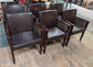 Set of Six Square Black Faux Leather Tub Chairs with Wood Frames