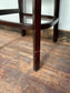 Pair of Dark Wood Bar Stools with Red and White Check Upholstered Seats