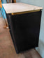 Scandi Style Black Wood Cabinet with White Marble Top, Gold Border and Handles