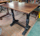 Tall Rectangular Twin-Pillar Poseur Table with Medium Finish Top and Dark Finish Base