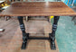 Tall Rectangular Twin-Pillar Poseur Table with Medium Finish Top and Dark Finish Base