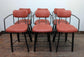 Set of 6 orange faux-leather counter-height stools for cafe / pub / restaurant