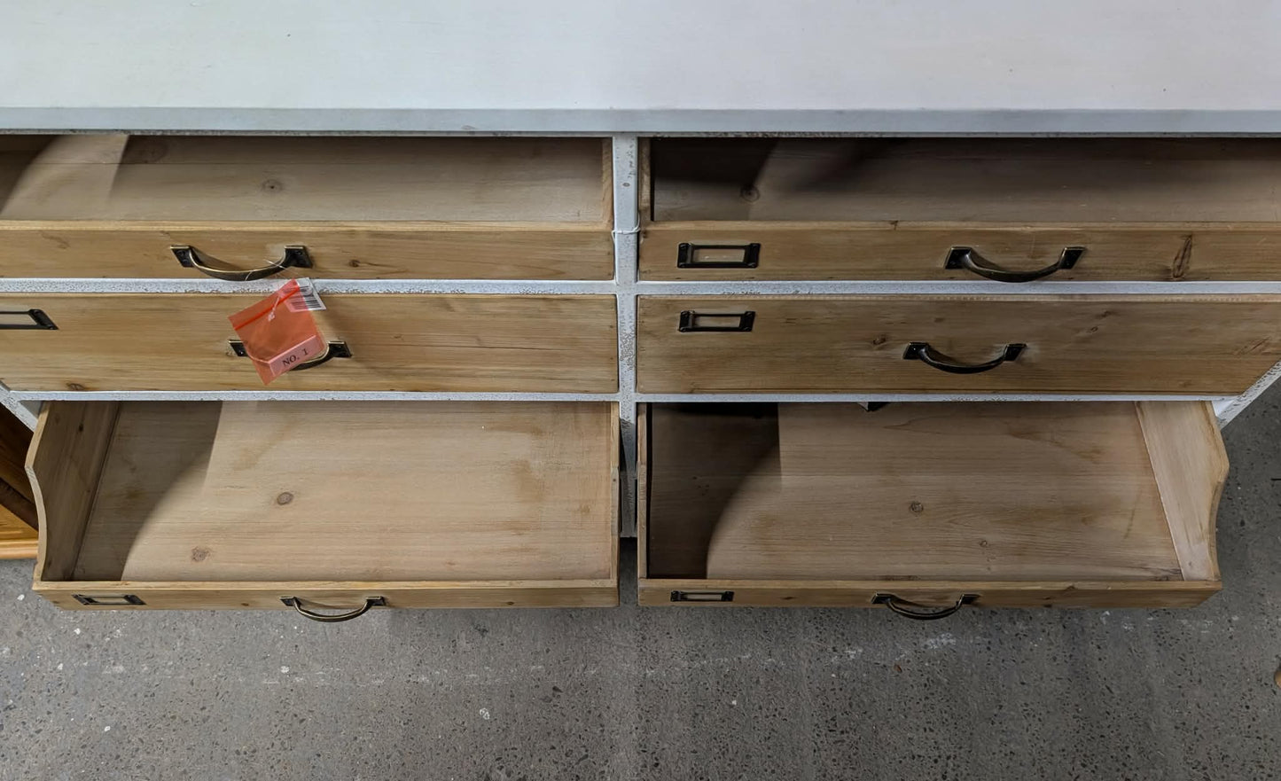 Chest of Drawers / Metal Frame / Light Wood Drawers and Half-Drawers