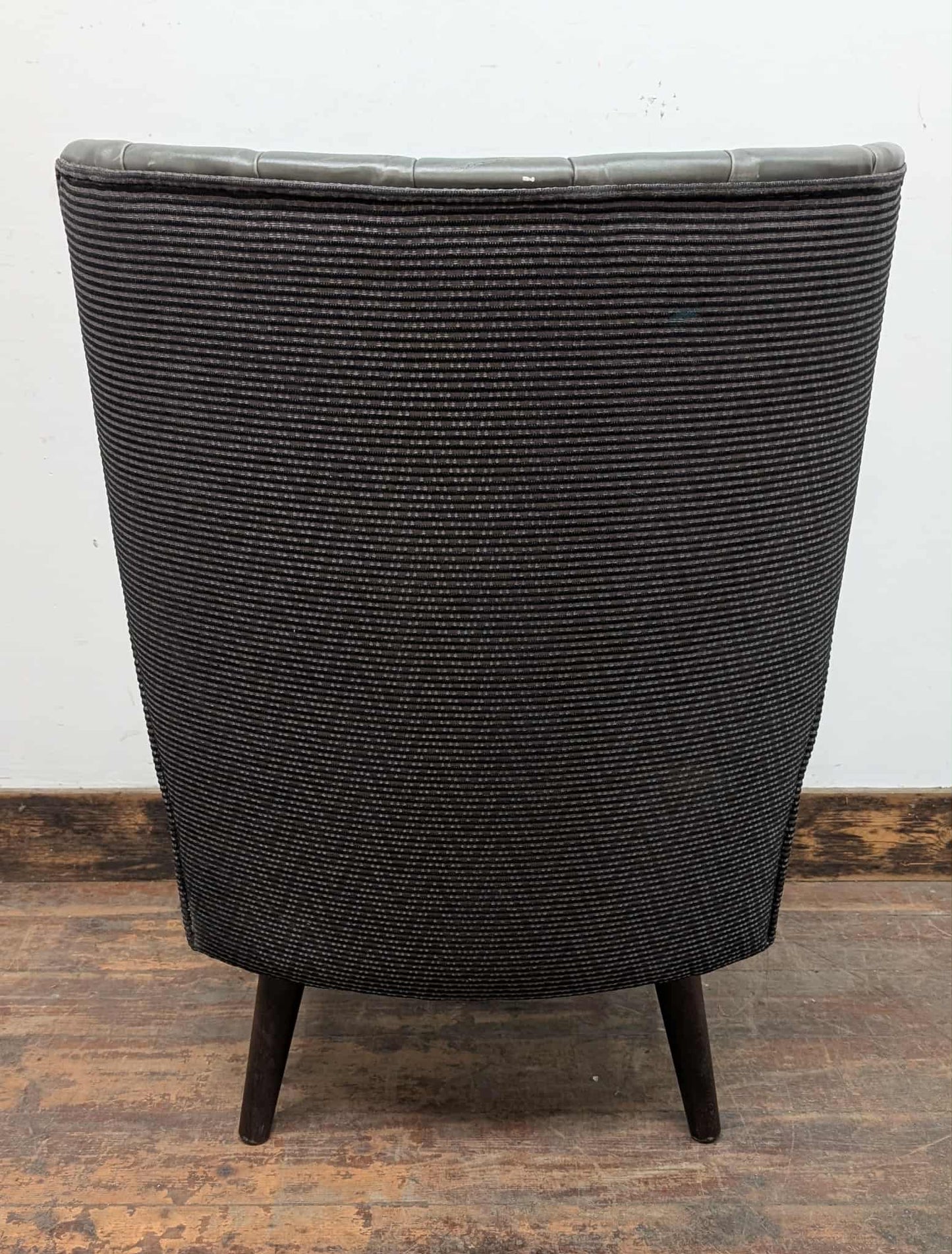 Set of 8 high back grey comfy faux-leather and fabric chairs