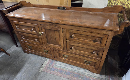 Solid Wood Bar Sideboard with 1 Cabinet and 6 Drawers