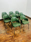 Set of 8 Green Leather Dining Chairs Armchairs Metal Legs Restaurant Cafe