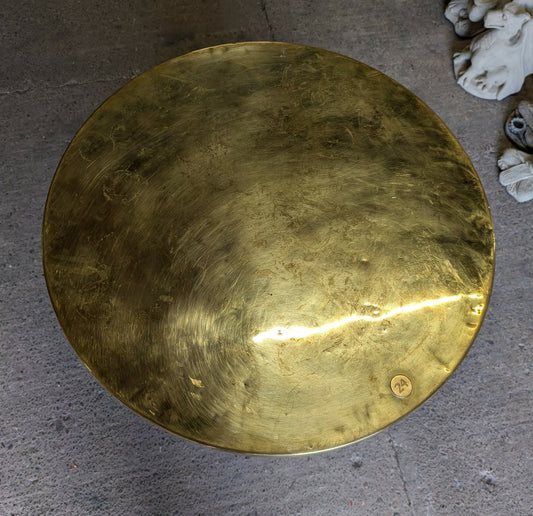 Round Rustic Barrel Table with Brass Top for Pub / Bar / Man-Cave