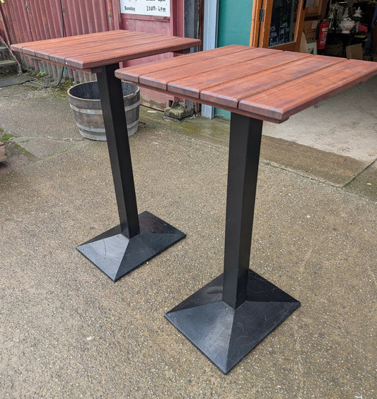 Pair of Tall Poseur / Bar / Pub Tables / Black Steel Bases