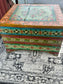 Colourful Hand Painted Wooden Storage Chest Coffee Table Floral Boho Style