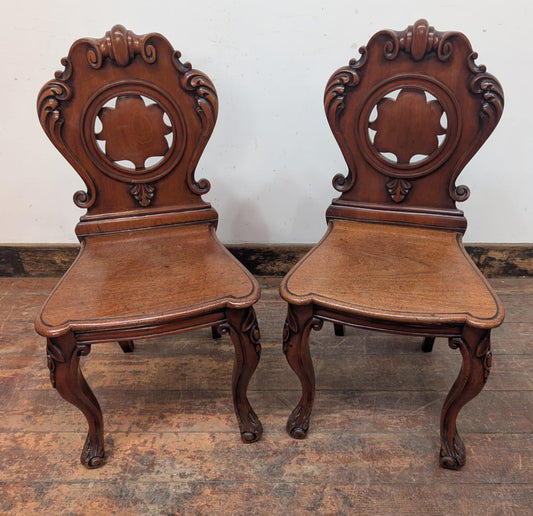 Pair of Victorian Carved Vintage Oak Chairs