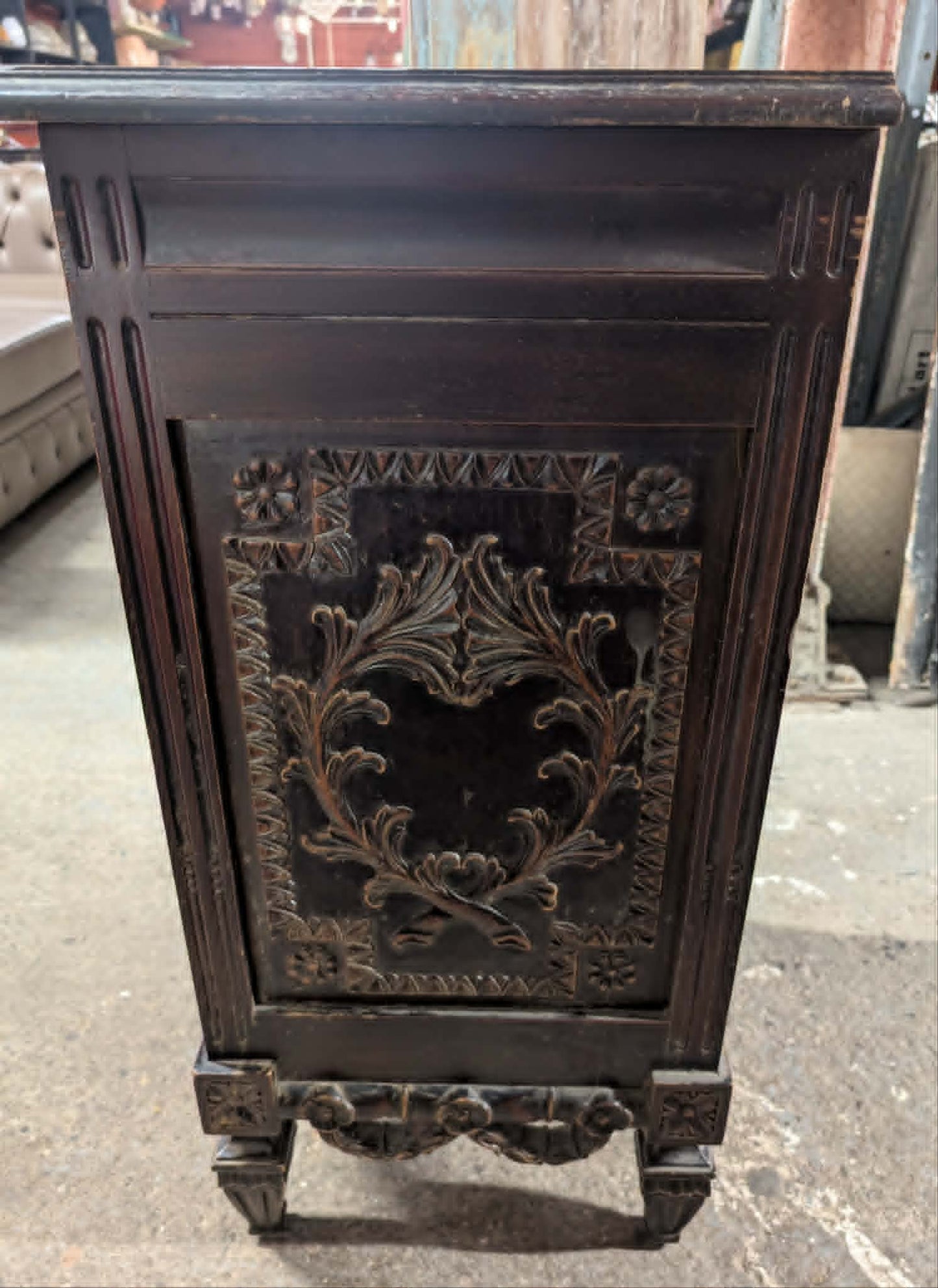 Small Ornate Dark Wood Cabinet / Vintage