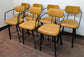 Set of 7 gold-yellow faux-leather counter stools for cafe / pub / restaurant