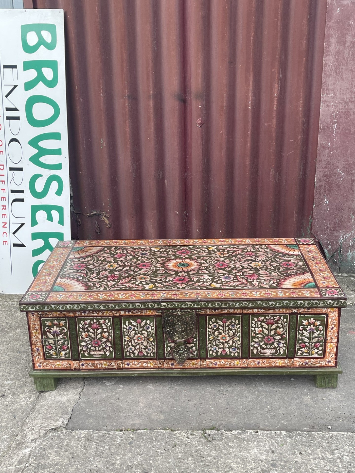 Hand Painted Indian Style Coffee Table Storage Chest Floral Decorative Trunk
