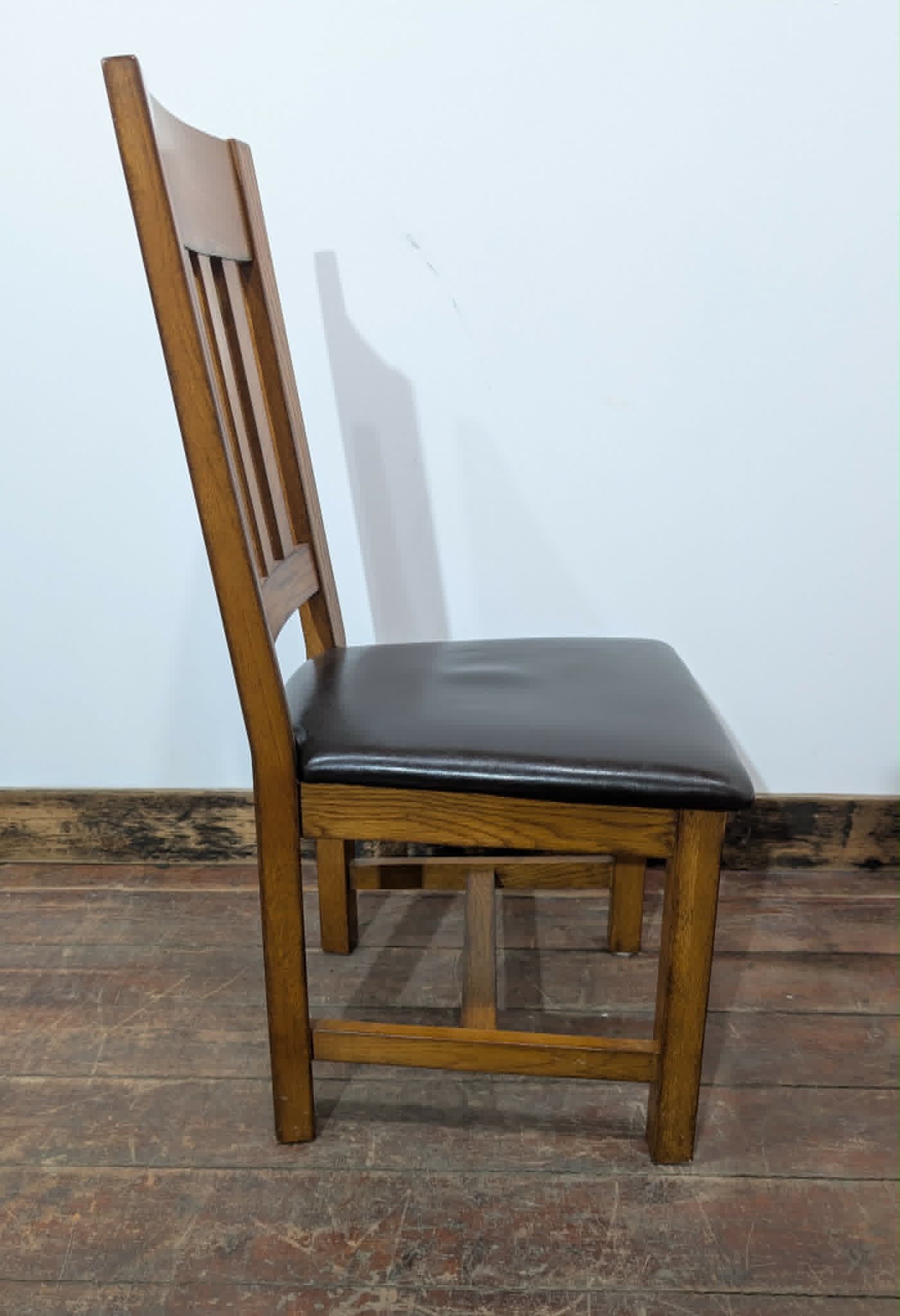 Set of Four Dining / Pub Chairs / Black Leather Seats