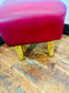 Set of 9 Red Leather Effect Low Pub Bar Stools Wooden Legs