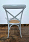 Set of Three White Bentwood Chairs and Triangular Base Wooden Table