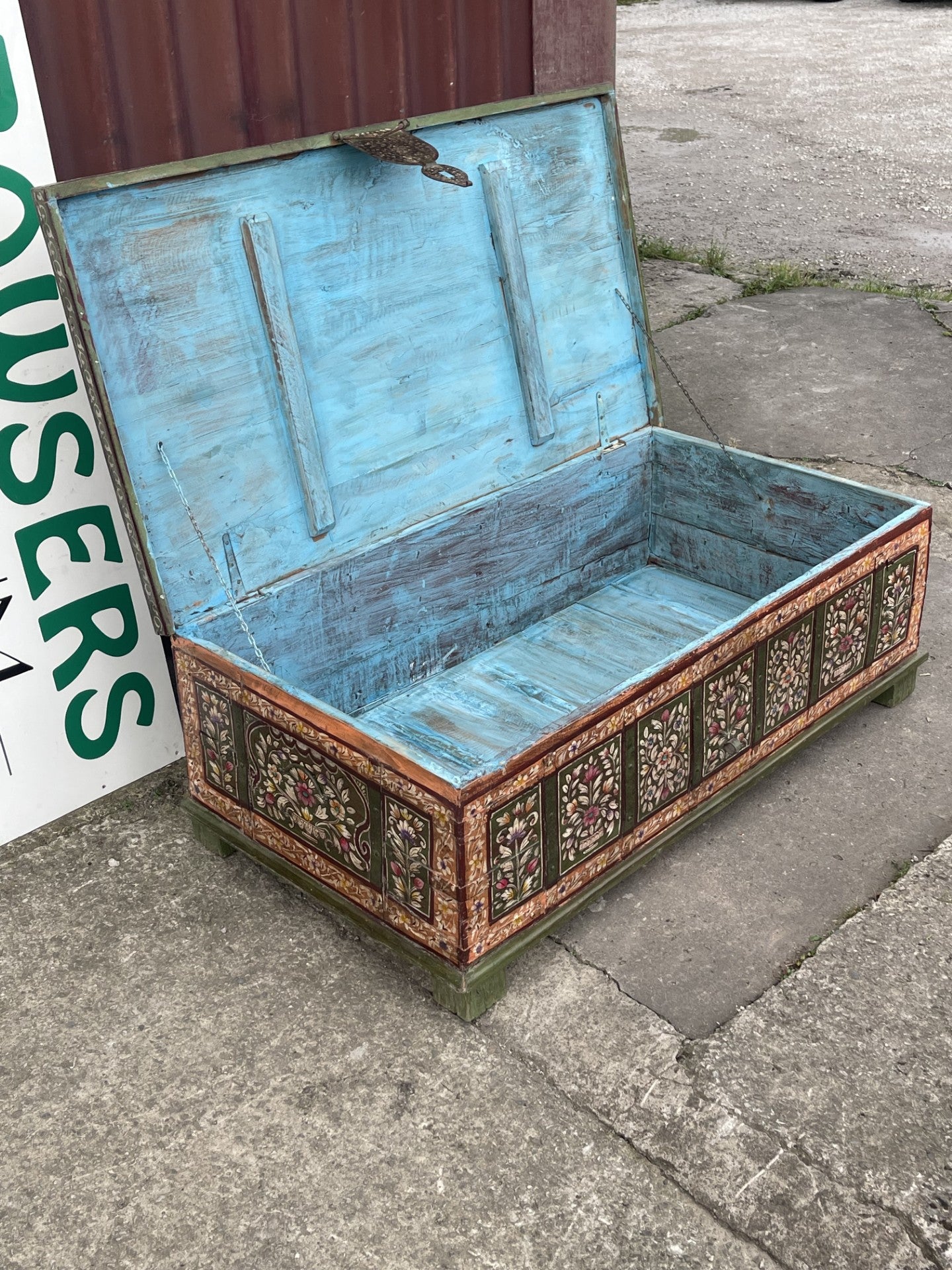 Hand Painted Indian Style Coffee Table Storage Chest Floral Decorative Trunk