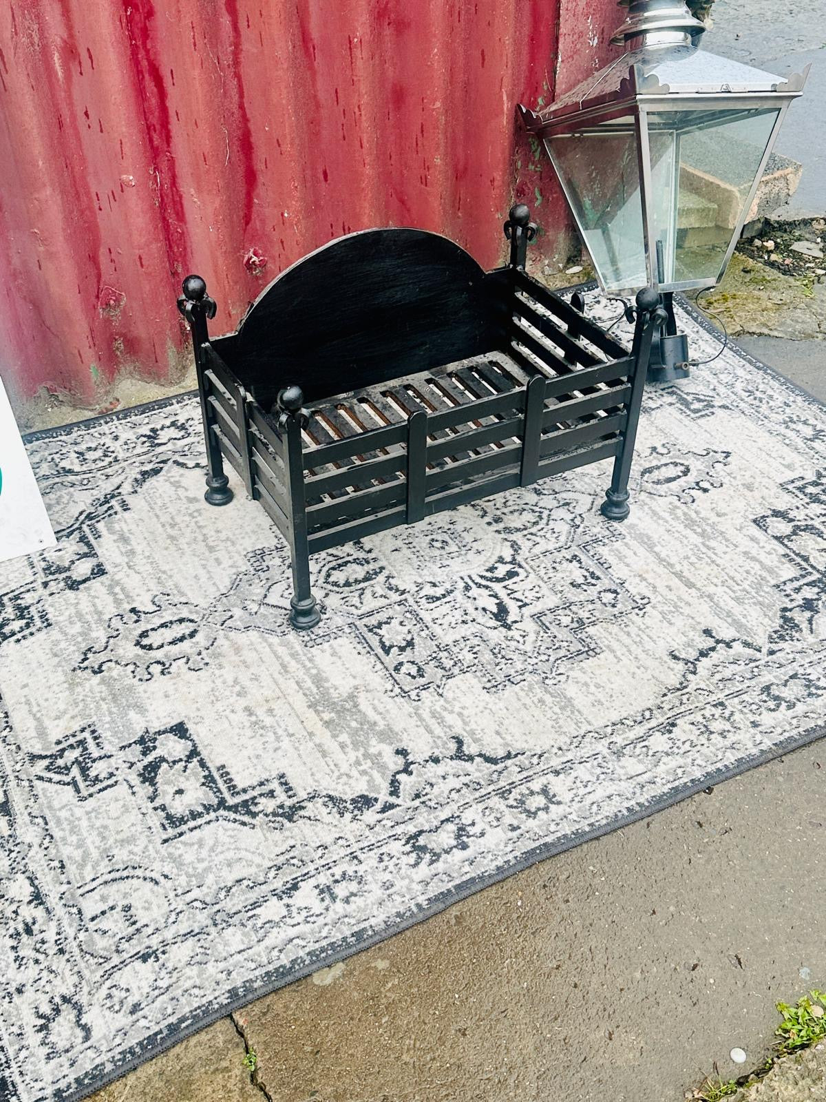 Handmade Black Metal Fire Basket Wrought Iron Open Fireplace Grate Hearth