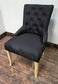 Black Linen Fabric Dining Chair with Light Wood Legs
