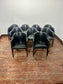 Set of 8 Black Leather Dining / Occasional Chairs Pub Restaurant Bar