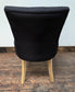 Black Linen Fabric Dining Chair with Light Wood Legs