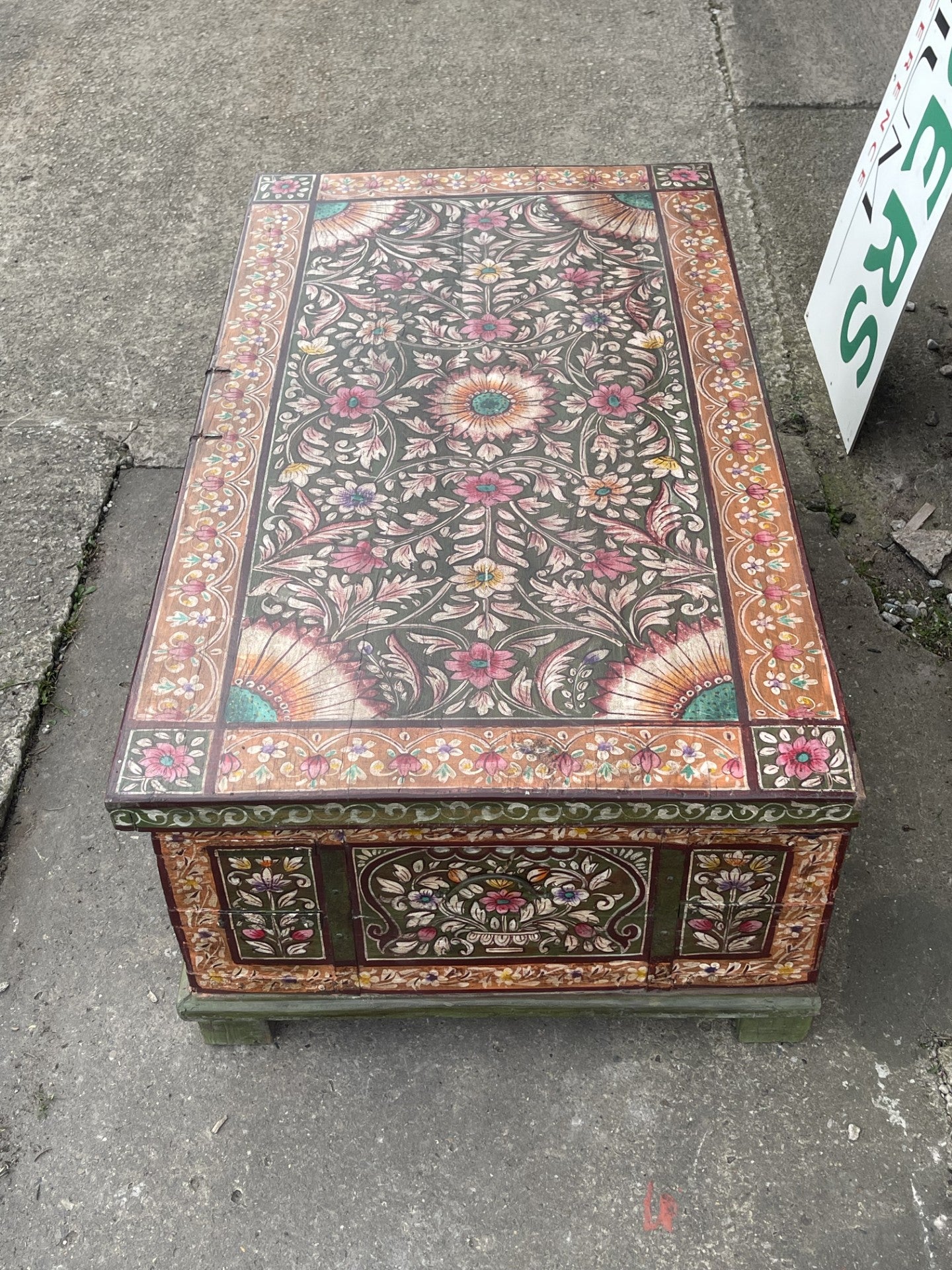 Hand Painted Indian Style Coffee Table Storage Chest Floral Decorative Trunk
