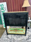 Hand Painted Floral Wooden Cabinet with Double Doors and Display Shelf