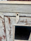 White Distressed Wooden Cabinet with Glass Panel Door Rustic Storage
