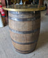Round Rustic Barrel Table with Brass Top for Pub / Bar / Man-Cave